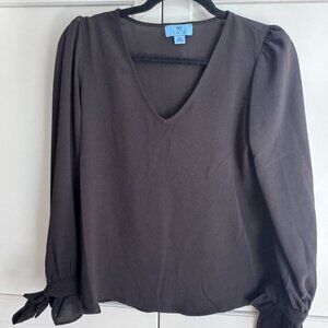 Black V-Neck Women's Blouse